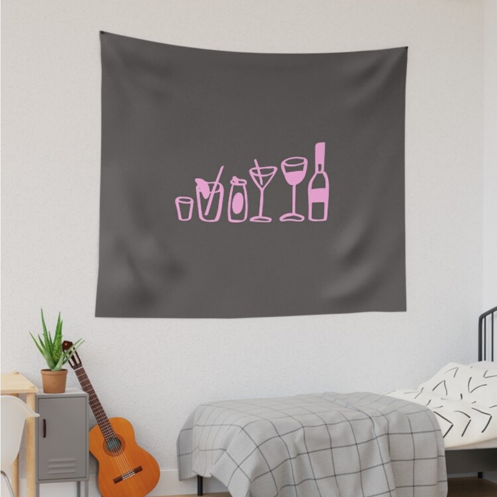 Wine Beverage outline wall tapestry